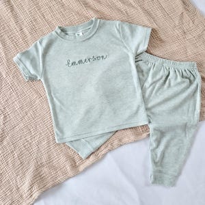 Embroidered Personalized Set for Babies-Minimalist Embroidery-2 Piece Lightweight Set-New Baby-Baby Gift-Pregnancy Announcement