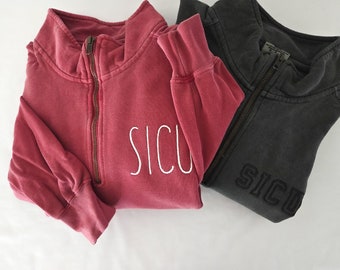 Custom Embroidered Quarter Zip Sweatshirt-Medical Field-Comfort Colors-Sweatshirt-Embroidered-Personalized-Soft-Gift for her