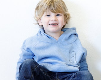 Felpa per bambini ricamata con iniziale, monogramma iniziale, felpa con cappuccio per bambini, maglione per bambini personalizzato, felpa per bambini personalizzata