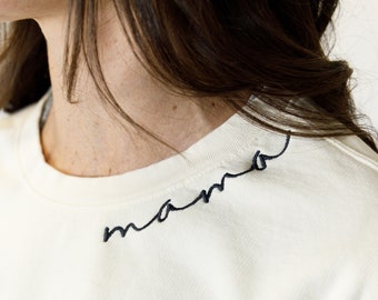 Custom Comfort Colors Sweatshirt-Embroidered Sweatshirt-Embroidered Neckline- Custom Embroidered-Garment Dyed Sweatshirt-Crewneck