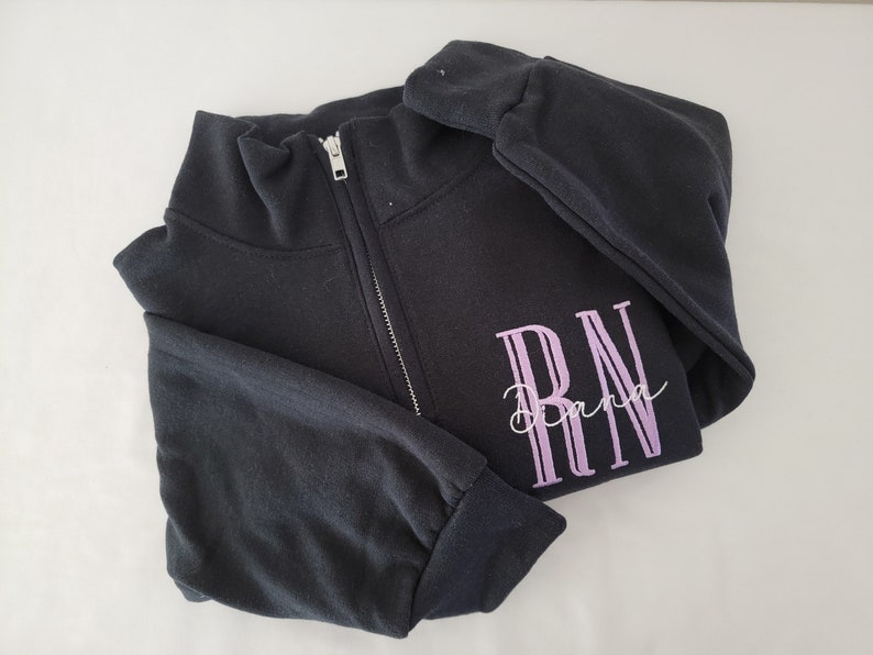 Nurse Custom Quarter Zip Sweatshirt-Jerzees Nublend Quarter Zip-Custom Embroidered-Personalized-Nursing Graduation-Nurse-RN-Gift for her image 6