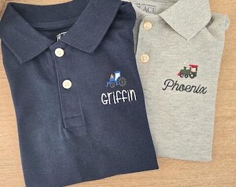 Polo para niño - Polo con monograma para niño pequeño - Polo personalizado - Regalo con monograma para niño pequeño - Polo para niño