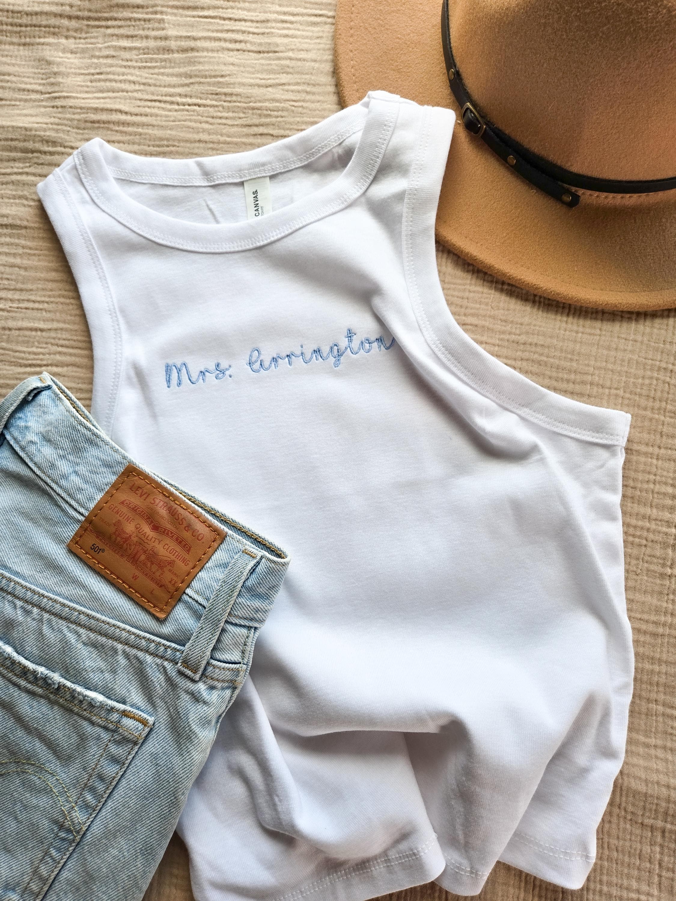 Bride Embroidered Crop Tank-Adult Crop Top-Personalized Y2K Top-Bachelorette Party-Trendy Bow-Coquette-Retro 2000s Shirt