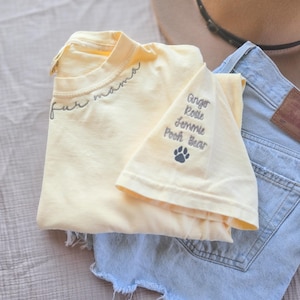 Neckline Embroidered Tee-Collar Embroidery-Comfort Colors-Name Tee-Custom T shirt