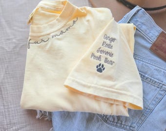 Neckline Embroidered Tee-Collar Embroidery-Comfort Colors-Name Tee-Custom T shirt