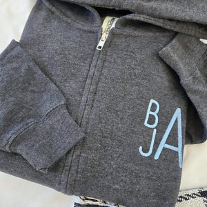 Embroidered Youth Monogram Jacket-Embroidered Kids Monogram Zip-Up Jacket-Simple Monogram-Kids Custom Jacket-Boys shirt-Girls shirt