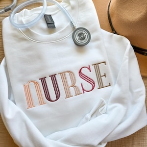 Embroidered Nurse Sweatshirt-Sweatshirt for Nurse-Crewneck-Neutral-RN Sweatshirt-Gift for her-New Nurse Gift-Graduation Gift