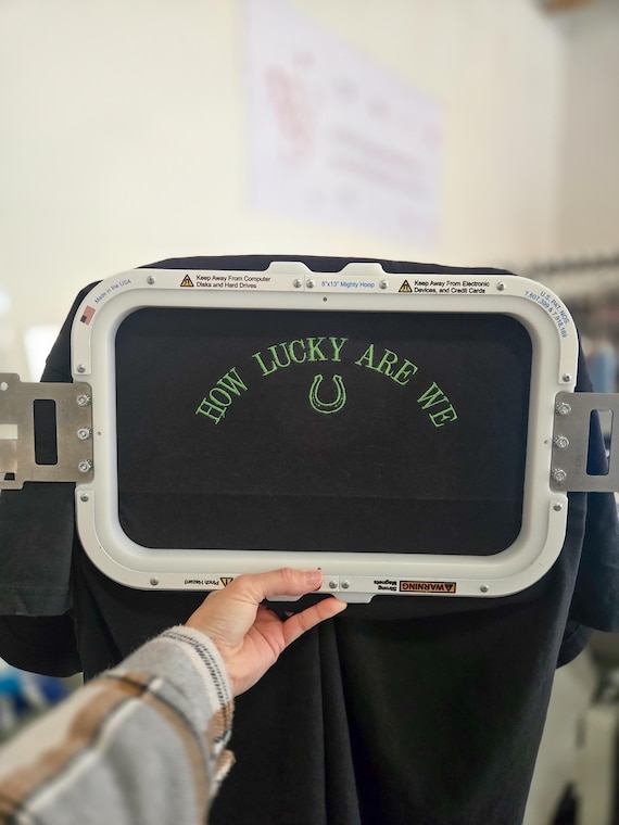 How Lucky Are We Shirt – Embroidered Horseshoe T-Shirt – Comfort Colors® Tee – Lucky Charm Shirt – Everyday Graphic Tee
