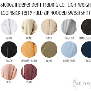 Puede incluir: Una selecci&oacute;n de sudaderas con capucha y cremallera completa en varios colores, incluyendo blanco, negro y gris jaspeado. La imagen muestra los colores disponibles: blanco, hueso, arena, jaspeado, carb&oacute;n jaspeado, negro, oro cosecha, oliva, azul brumoso, &iacute;ndigo, rosa y burdeos.