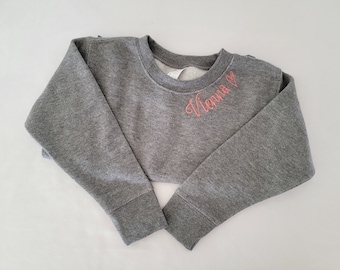 Sweat-shirt pour tout-petits à encolure brodée personnalisée-Pulls de la Saint-Valentin-Nom de broderie-Pull personnalisé pour enfants