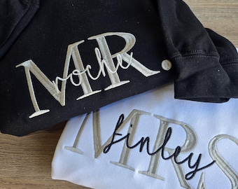 Mevr. gepersonaliseerd geborduurd sweatshirt-aangepaste ronde hals-aanstaande bruid, cadeau voor haar-verlovingscadeau-mevr. Huwelijkscadeau met ronde hals