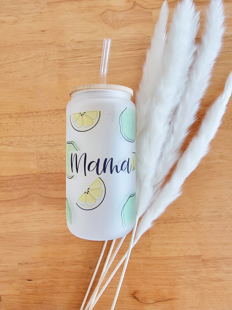 Beer Can Glass 16 Oz. Frosted Glass Beer Can With Bamboo Lid Etsy