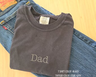 Papa bestickt Komfort Farben T-Shirt-Vatertag Shirt-Vater Tag Geschenk-Garment Dyed T Shirt-Geschenk für ihn-Individuell bestickt