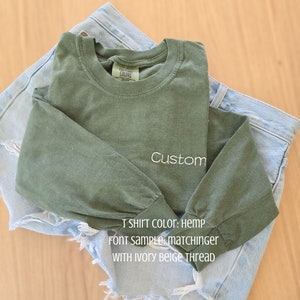 Custom Embroidered-Personalized Comfort Colors Long Sleeve T Shirt-Garment Dyed t shirt