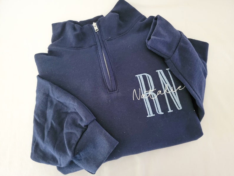 Nurse Custom Quarter Zip Sweatshirt-Jerzees Nublend Quarter Zip-Custom Embroidered-Personalized-Nursing Graduation-Nurse-RN-Gift for her image 5