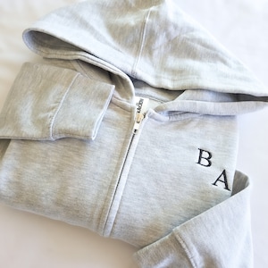 Embroidered Kids Monogram Zip-Up Jacket-Simple Monogram-Kids Custom Jacket-Boys shirt-Girls shirt