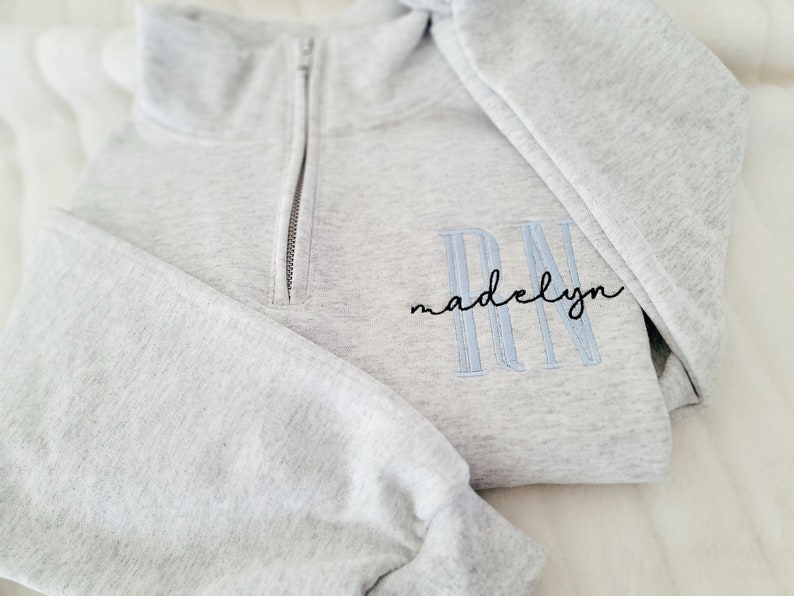 Nurse Custom Quarter Zip Sweatshirt-Jerzees Nublend Quarter Zip-Custom Embroidered-Personalized-Nursing Graduation-Nurse-RN-Gift for her image 4