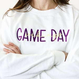 Custom Game Day Sweatshirt-Embroidered Sweatshirt-Football Sweatshirt-Custom Team Name-Garment Dyed Sweatshirt-Crewneck