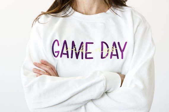 Custom Game Day Sweatshirt-Embroidered Sweatshirt-Football Sweatshirt-Custom Team Name-Garment Dyed Sweatshirt-Crewneck