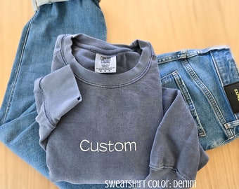 Besticktes-Custom-Custom Besticktes Sweatshirt-Besticktes Rundhalsausschnitt-Geschenk für Sie-Geschenk für Ihn-Mama Besticktes-Handgefertigtes Geschenk