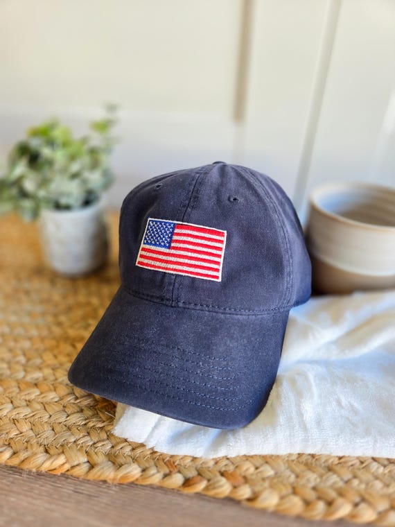 American Flag Embroidered Dad Hat, Unstructured Baseball Cap, Patriotic Hat, Low Profile Cap, USA Hat, Vintage Americana Hat