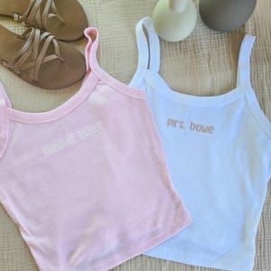 Bestickte Spaghetti Crop Tank-Erwachsene Crop Top-Custom Crop Top-Personalisierte Y2K Top-Süße Sommer T Shirt-Retro 2000er Jahre Shirt