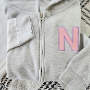 Embroidered Youth Monogram Initial Jacket-Embroidered Kids Monogram Zip-Up Jacket-Simple Monogram-Kids Custom Jacket-Boys shirt-Girls shirt