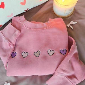 Valentines Day Sweatshirt-Mini Hearts Sweatshirt-XOXO Sweatshirt-Love Sweatshirt-Custom Embroidered-Garment Dyed Sweatshirt-Crewneck