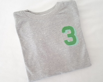 Custom Number embroidered Unisex Toddler Shadow Block Monogram-Kids Monogram t shirt-Personalized shirt-Custom T-Shirt-Birthday Shirt