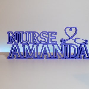 School Nurse Name Plate, Nurse Name Sign, School Nurse Gift, School Nurse Desk Name Sign, Stethoscope Heart, School Nurse Office Decor