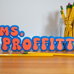 Teacher Name Plate for Desk, Multicolor 3D Teacher Name Sign, Groovy 70s Classroom Decor, Desk Name Plate, 3d Teacher Name, New Teacher Gift