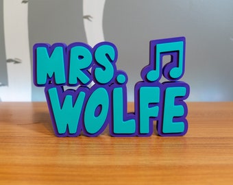 Music Teacher Name Plate - Multicolor 3D Teacher Name Sign - Music Teacher Gift - Desk Name Sign - Desk Name Plate - Band Teacher Name Plate