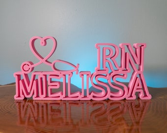 Nurse Name Plate, Nurse Name Sign, Nurses Week Gift, New Nurse Gift, Nurse Desk Name Plate, Nurse Appreciation Gift, Nurse Stethoscope Heart