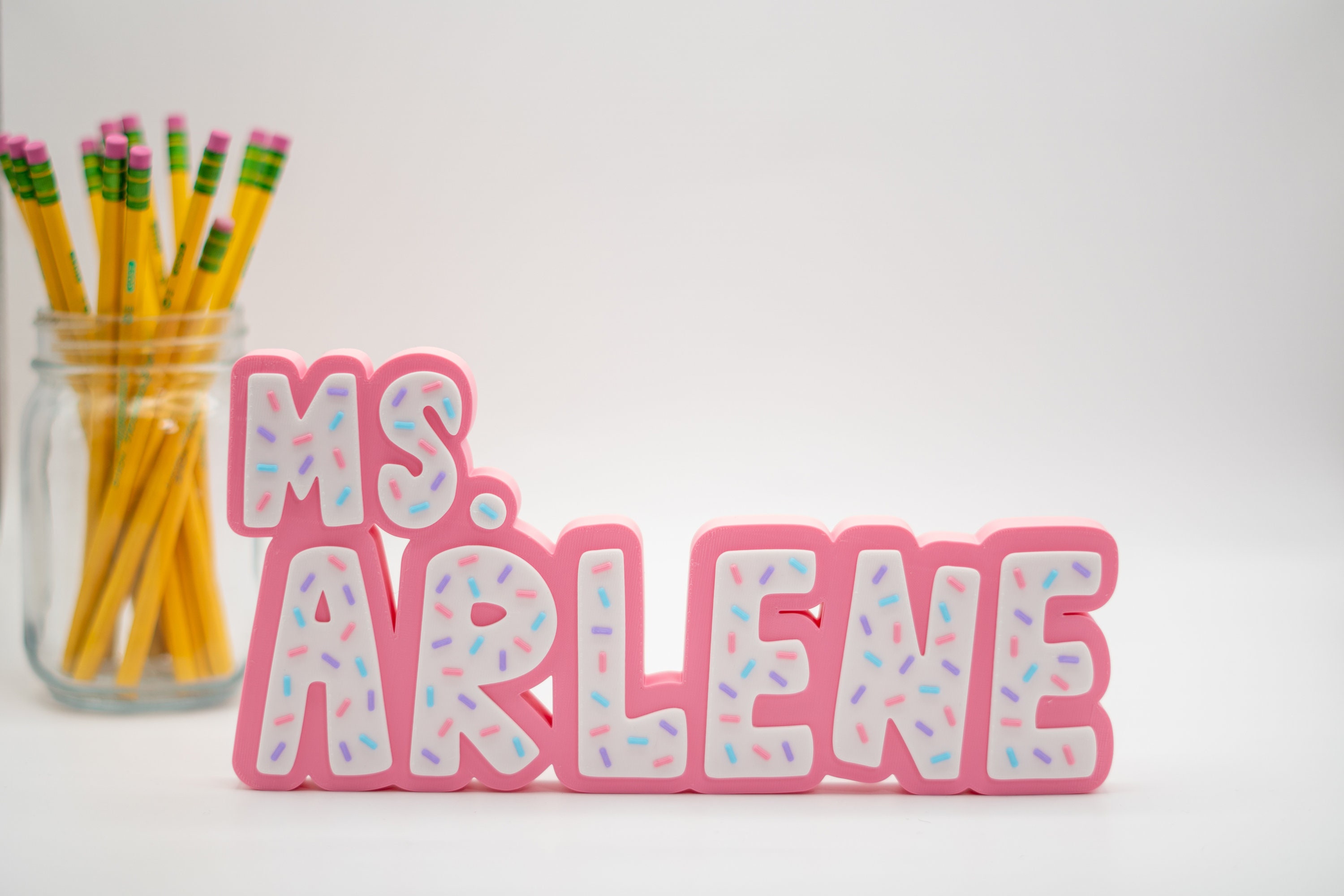 3D Sprinkles Name Plate - Custom Cupcake Name Sign - Purple Teacher Gift - Teacher Desk Name Sign - Desk Name Plate - Custom Name for Desk