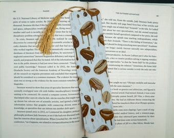 Coffee Beans Bookmark, Coffee Bookmark, Coffee Themed Bookmark, Coffee Lover Gift, 3d Printed Bookmark, Coffee Gift, Large Textured Bookmark