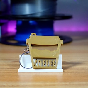 Coffee Cup Keychain - 3d Printed Coffee Keychain - Coffee Keychain - 3d Printed keychain - 3d Printed Coffee Cup - To Go Only