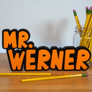 Teacher Name Plate, Multicolor 3D Teacher Name Sign, Male Teacher Gift, Desk Name Sign, Desk Name Plate, 3d Teacher Name, New Teacher Gift