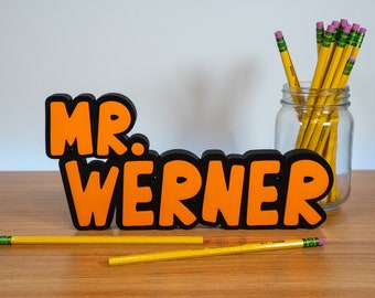 Teacher Name Plate, Multicolor 3D Teacher Name Sign, Male Teacher Gift, Desk Name Sign, Desk Name Plate, 3d Teacher Name, New Teacher Gift