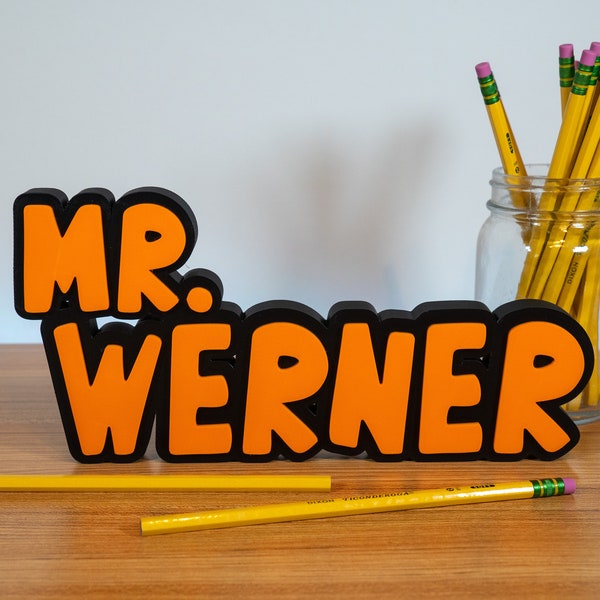 Teacher Name Plate, Multicolor 3D Teacher Name Sign, Male Teacher Gift, Desk Name Sign, Desk Name Plate, 3d Teacher Name, New Teacher Gift