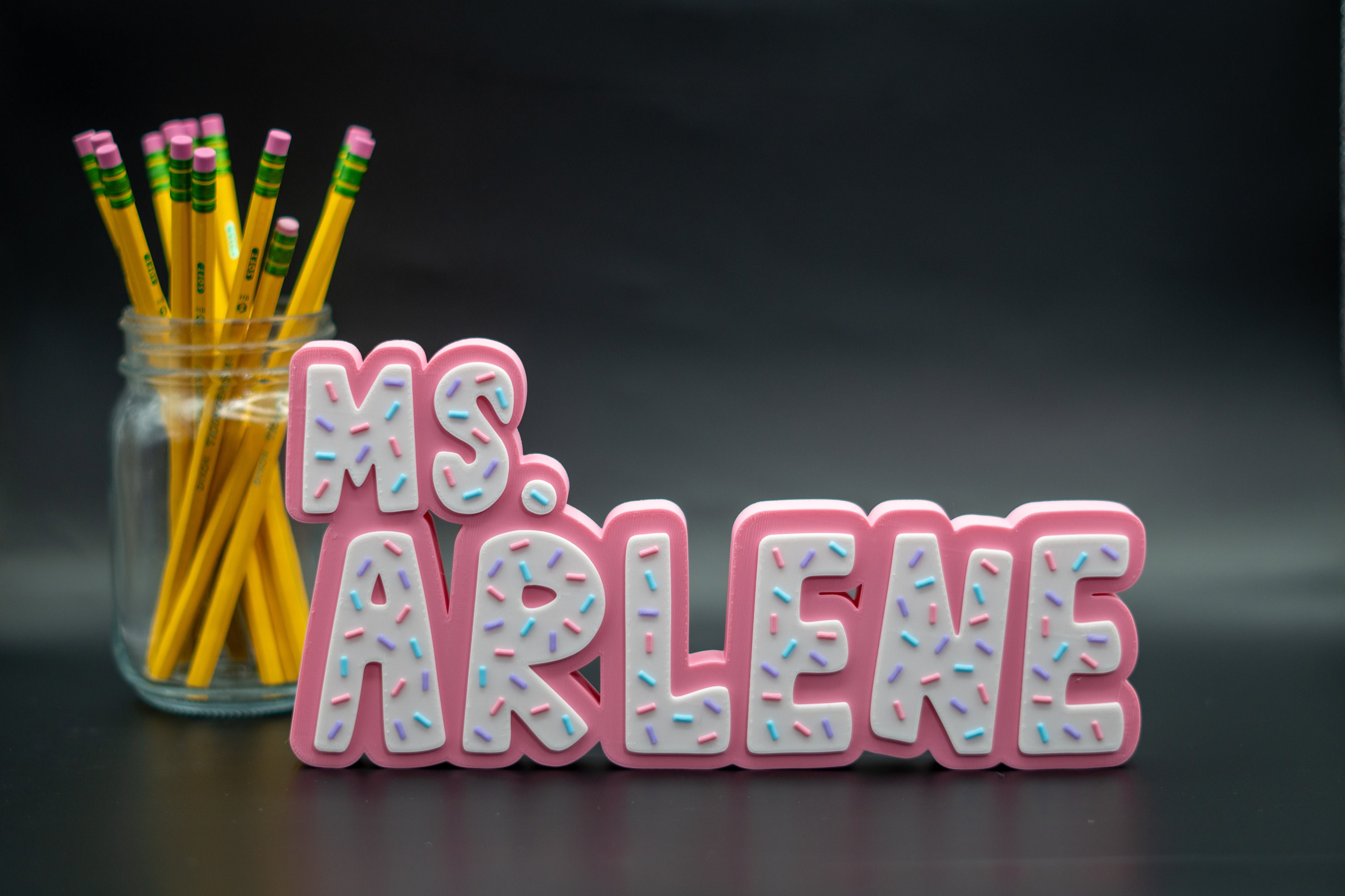 3D Sprinkles Name Plate - Custom Cupcake Name Sign - Purple Teacher Gift - Teacher Desk Name Sign - Desk Name Plate - Custom Name for Desk