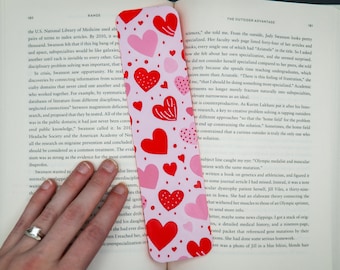 Valentines Day Bookmark, Pink Hearts Bookmark, 3d Heart Bookmark, Valentines Day Gift, 3d Printed Bookmark, Book Lover Gift, Love Bookmark
