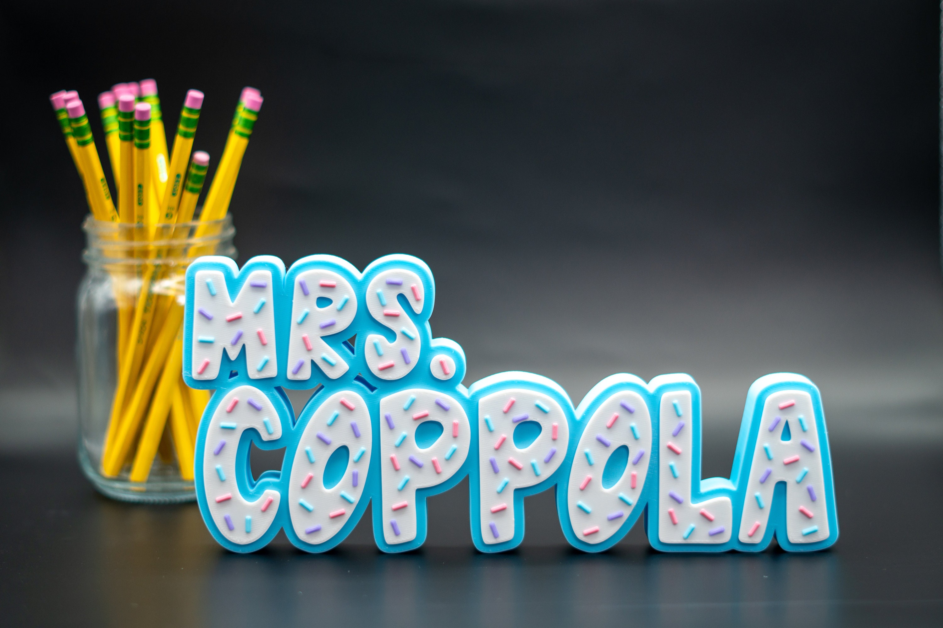 3D Sprinkles Name Plate - Custom Cupcake Name Sign - Purple Teacher Gift - Teacher Desk Name Sign - Desk Name Plate - Custom Name for Desk