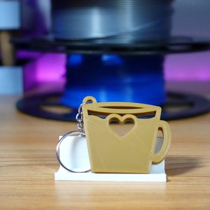 Coffee Lover Keychain - 3d Printed Coffee Keychain - Coffee Cup Keychain - 3d Printed keychain - 3d Printed Coffee Cup - A Full Heart
