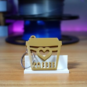 Coffee Lover Keychain - 3d Printed Coffee Keychain - 3d Printed keychain - Coffee Cup Keychain - 3d Printed Coffee Cup - The Refill
