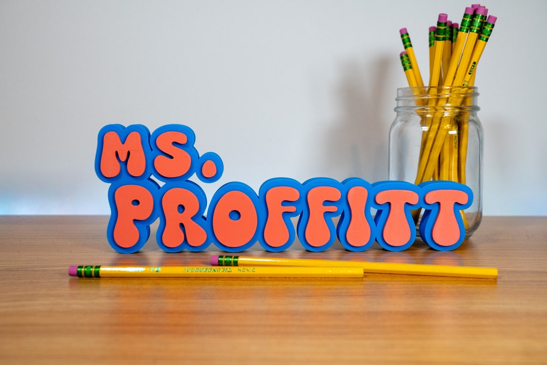 Teacher Name Plate for Desk, Multicolor 3D Teacher Name Sign, Groovy