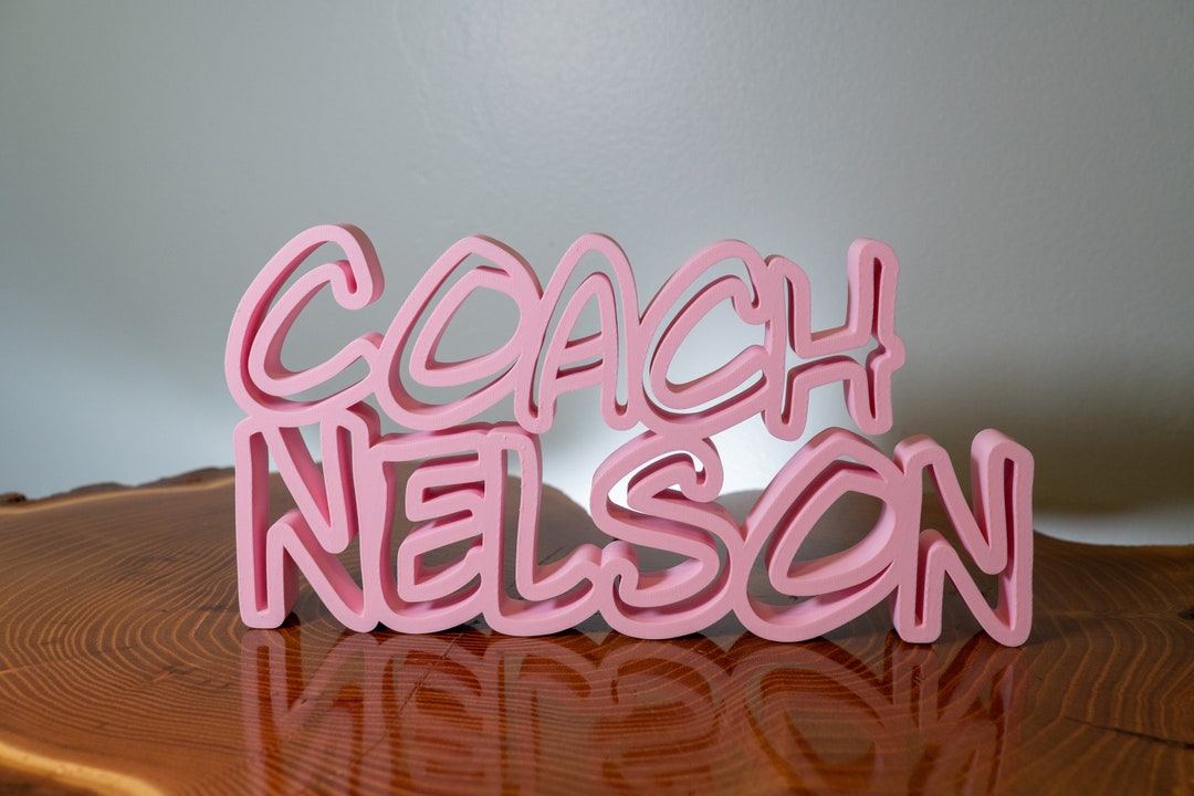 Coach Name Plate Coach Name Sign Soccer Coach Gift Pink Coach Gift