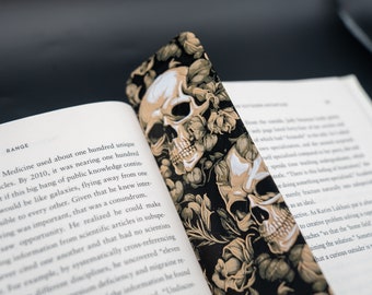 Skull Bookmark, Floral Skulls Bookmark, Skull Print Bookmark, Skull Themed Gift, 3d Printed Bookmark, Large Textured Bookmark, Skull Art