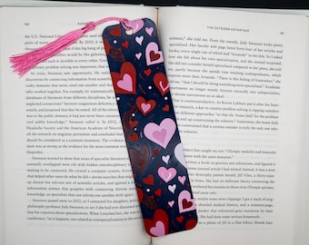 Valentines Day Bookmark, Dark Hearts Bookmark, 3d Hearts Bookmark, Reader Valentines Gift, 3d Bookmark, Book Lover Gift, Love Bookmark
