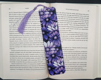 Purple Flowers Bookmark, Flower Bookmark, 3d Flowers Bookmark, Purple Flower Gift, 3d Bookmark, Floral Bookmark, Purple Bookmark