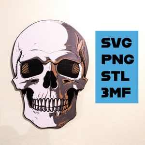 Skull SVG, Skull PNG, Skull Layers for 3d Printing, Skull STL file